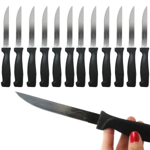 12 Pack Steak Knives Kitchen Home Utensil Knife Set Cutlery Slice Serrated Black