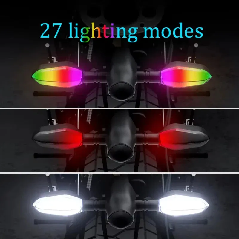 12V Motorcycle Led Turn Signal Lamp 27 Modes Sequential Flowing Flash Running Light