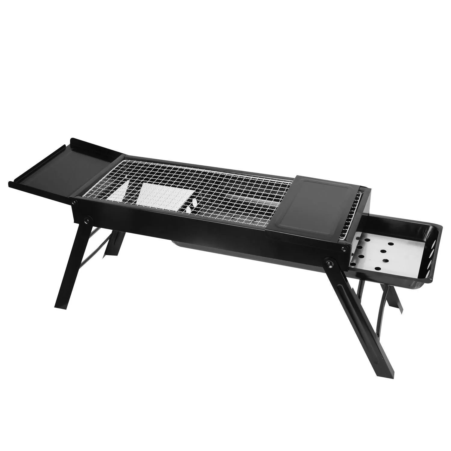 Folding Charcoal BBQ Grill Stainless Steel Grill with Shelf Net Easy Setup for Camping Picnic Outdoor Party Backyard