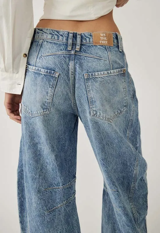 Free People - Good Luck Mid Rise Barrel Jean Ultra Light Beam
