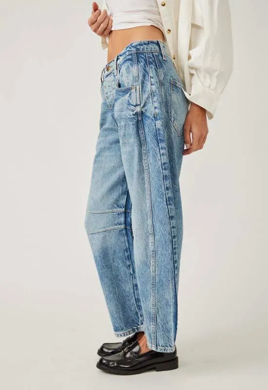 Free People - Good Luck Mid Rise Barrel Jean Ultra Light Beam