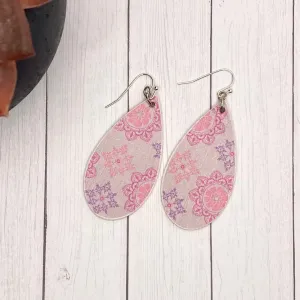 Purple Mandala Wood Earrings