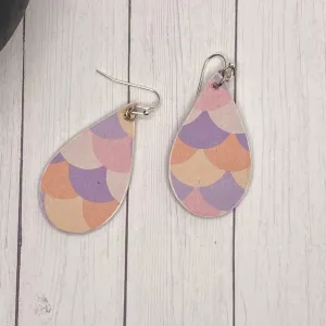 Purple Mermaid Scale Wood Earrings